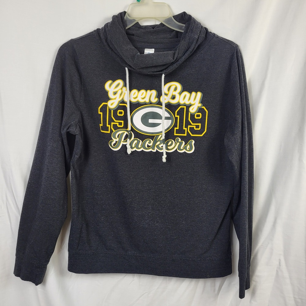 Green Bay Packers Womens XL Cowl Neck Sweatshirt Gray NFL Team Apparel Pullover